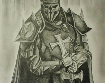 340x270 items similar to medievalfantasy templar knight drawing print - Fantasy Knight Drawing