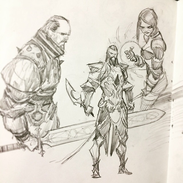 640x640 Sketches - Fantasy Knight Drawing