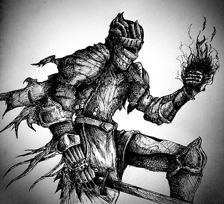 720x657 The Ashen Knight - Fantasy Knight Drawing