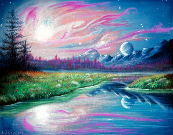 570x447 Mountain Space - Fantasy Landscape Drawing