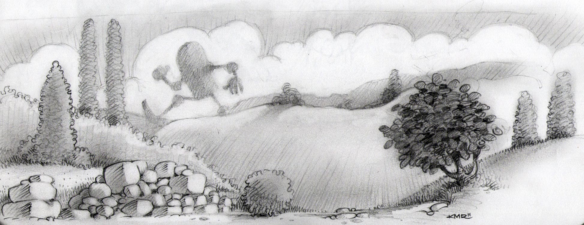 simple fantasy landscape drawing