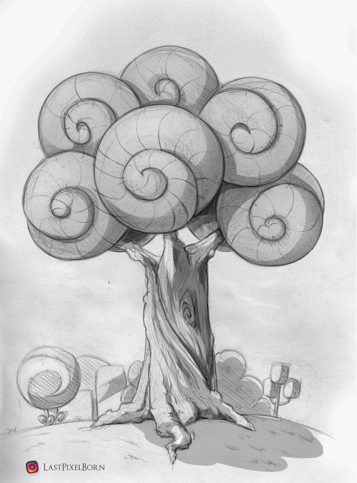 1363x1845 Last Pixel Born - Fantasy Tree Drawing