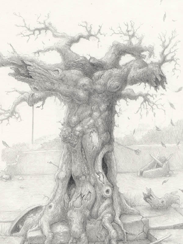 600x800 Pencil Drawing Artwork - Fantasy Tree Drawing
