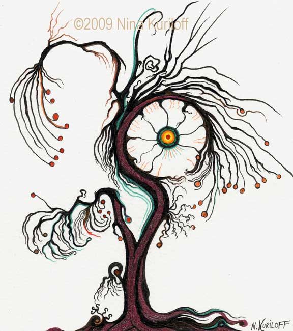 576x650 Tree Flower Drawing - Fantasy Tree Drawing