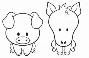 302x197 How To Draw A Simple Animal, Step - Farm Animals Drawing