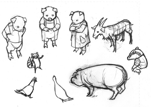 500x355 all nighter sketches and drawings of david hahn animal farm - Farm Animals Drawing