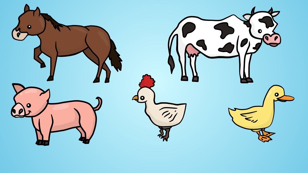 1280x720 draw five how to draw farm animals - Farm Animals Drawing
