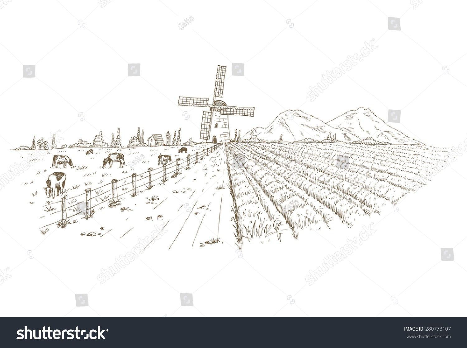 1500x1119 how to draw a farm field vineyard clipart farm field row free - Farm Field Drawing
