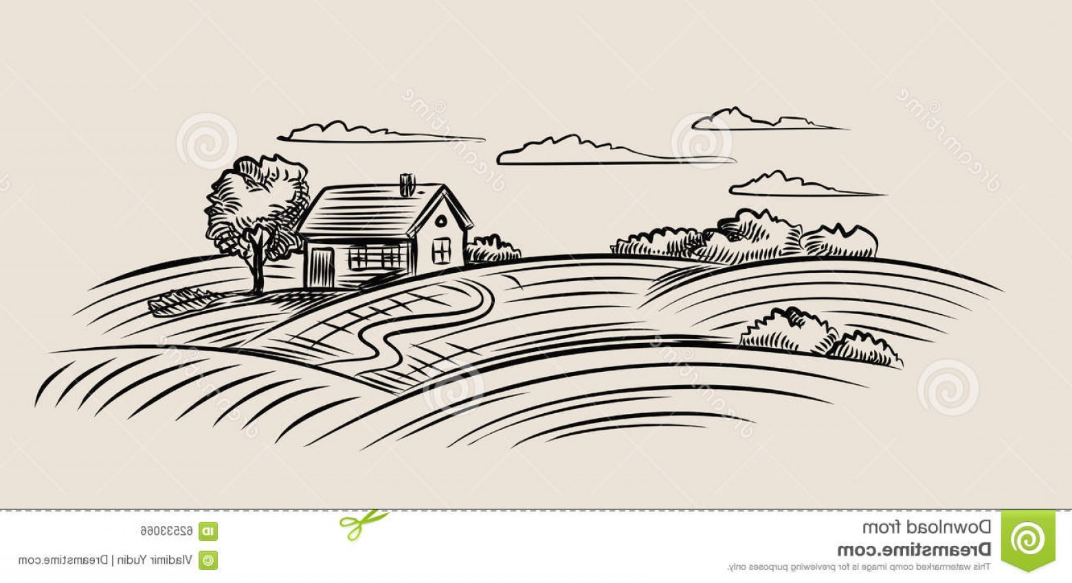 1560x848 Stock Illustration Farm Field Vector Black Beige Background Image - Farm Field Drawing