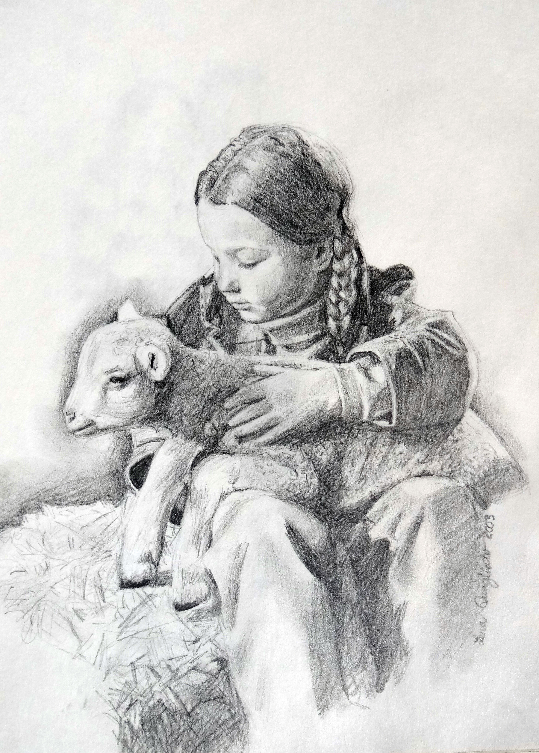 1800x2512 Little Farm Girl Sketch Fine Art And Portraits - Farm Girl Drawing