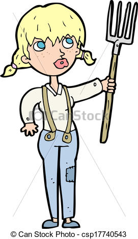 271x470 Cartoon Farmer Girl - Farm Girl Drawing