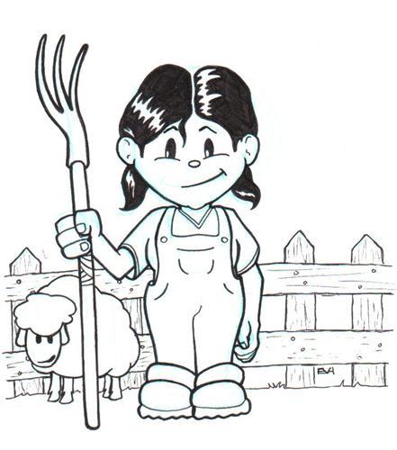 441x500 Doodle Farm Town Girl Doodle A Day - Farm Girl Drawing