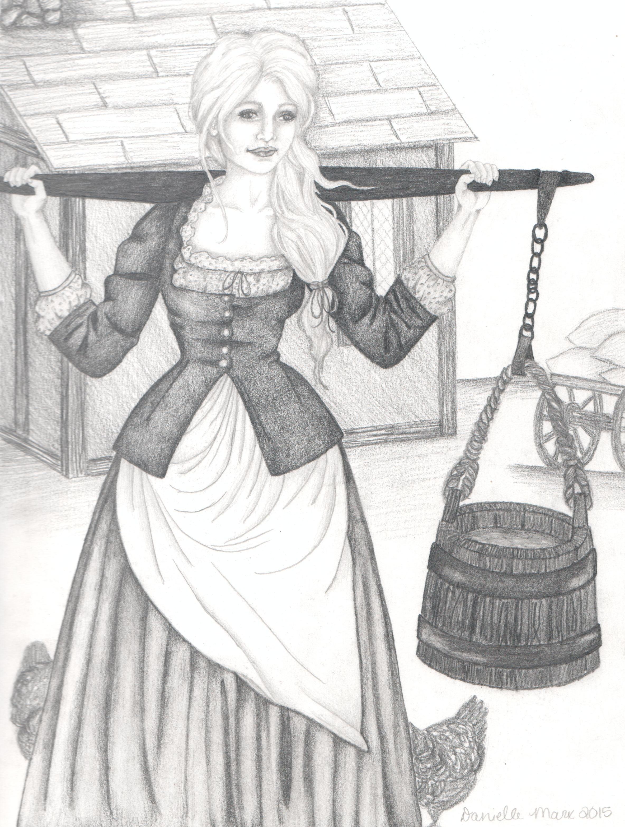 2367x3129 Ellie Design Medieval Farm Girl Print - Farm Girl Drawing