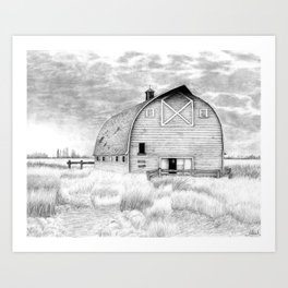 264x264 Farm Landscape Art Prints - Farm Landscape Drawing