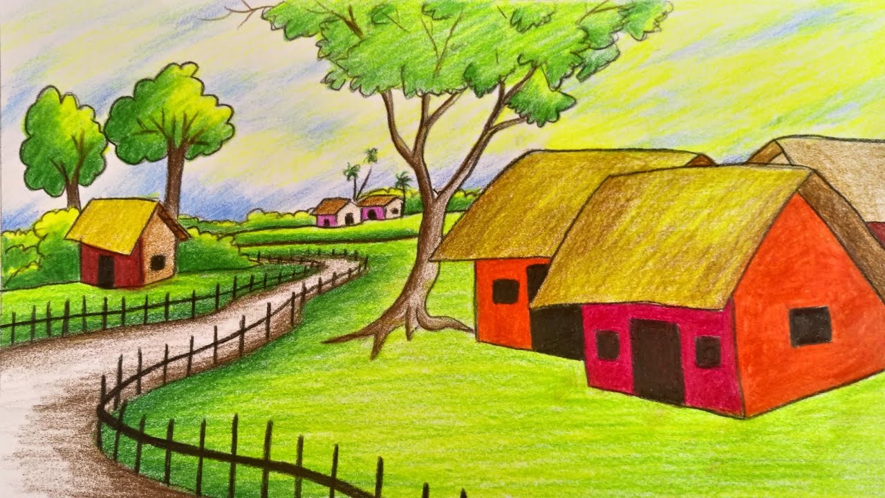 20+ Fantastic Ideas Landscape Farm Drawing With Color