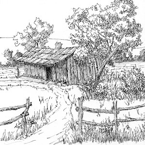 300x300 Farm Landscape Drawings Fine Art America - Farm Landscape Drawing