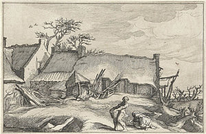 300x195 farmer and peasant woman at a farm drawing - Farm Landscape Drawing