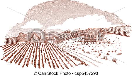 Farm Landscape Drawing At PaintingValley.com | Explore Collection Of ...