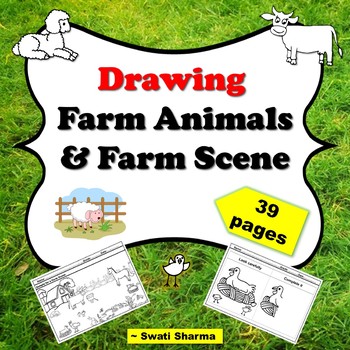 350x350 drawing farm animals and farm scene worksheets - Farm Scene Drawing