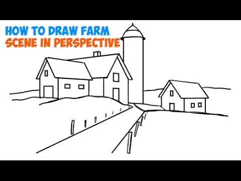 480x360 How To Draw Scenery Of Farm Scene Point Perspective Step - Farm Scene Drawing