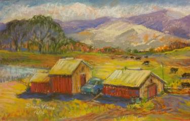 375x240 Rocky Mountain Farm Scene Drawing - Farm Scene Drawing