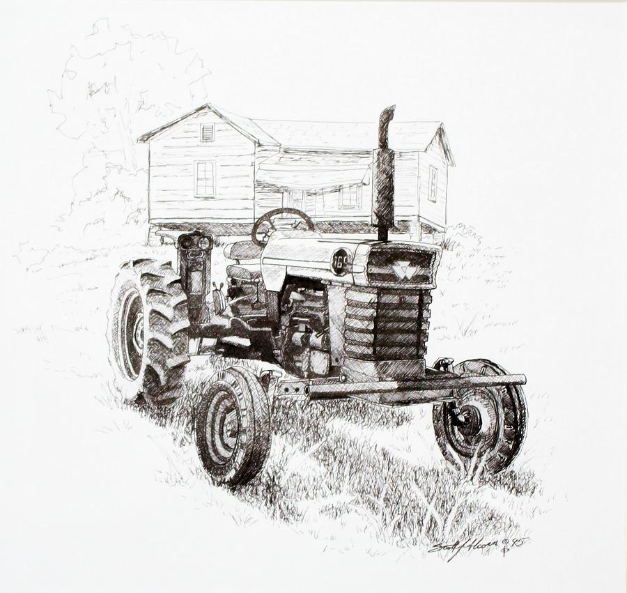 900x851 Better Days Drawing - Farm Tractor Drawing