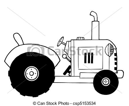 450x371 Black And White Farm Tractor - Farm Tractor Drawing