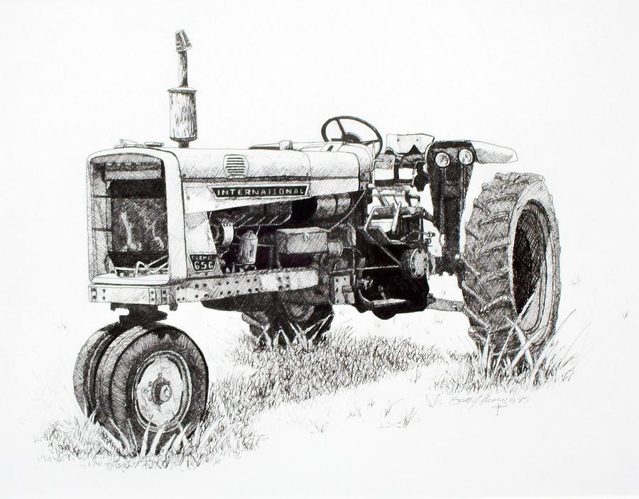 900x703 Old Tractor Drawings Fine Art America - Farm Tractor Drawing
