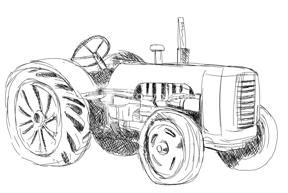 1000x669 Vintage Farm Tractor Royalty Free Stock Image - Farm Tractor Drawing
