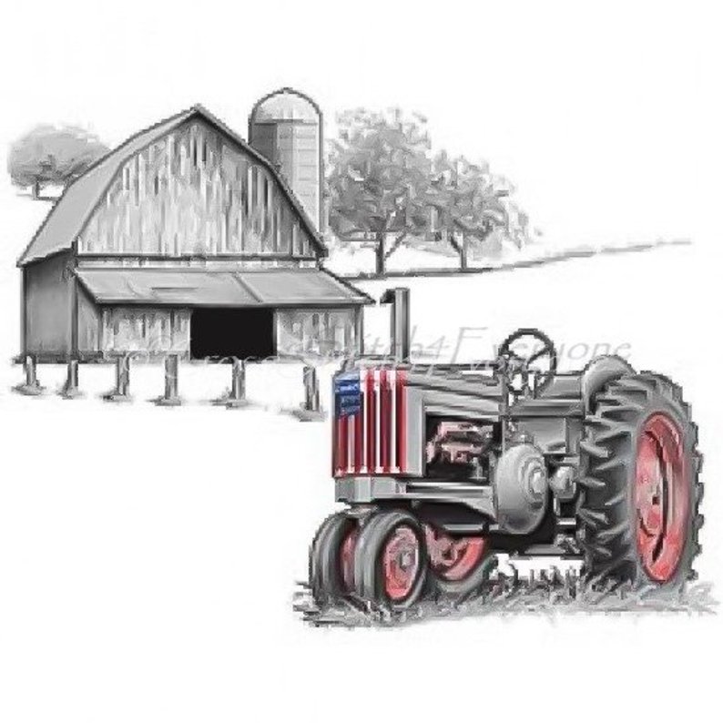 794x794 american flag patriotic farm tractor counted cross stitch etsy - Farm Tractor Drawing