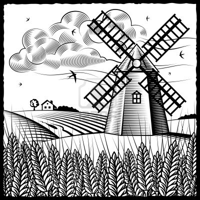 400x400 Drawn Windmill Clipart Farm - Farm Windmill Drawing