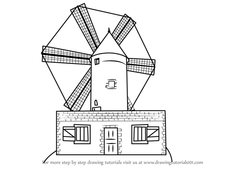 800x567 Learn How To Draw A Farm Windmill - Farm Windmill Drawing