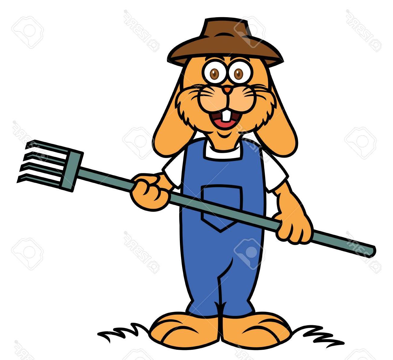 1300x1192 best free rabbit farmer with pitchfork cartoon drawing - Farmer Cartoon Drawing