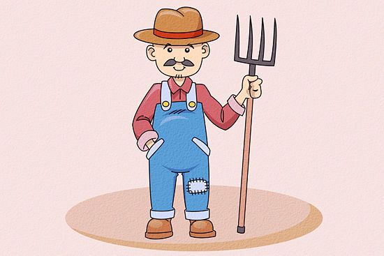 550x367 draw a farmer cartoon art for illustrations nursery canvas art - Farmer Cartoon Drawing