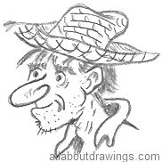 182x182 Easy Cartoon Drawings - Farmer Cartoon Drawing