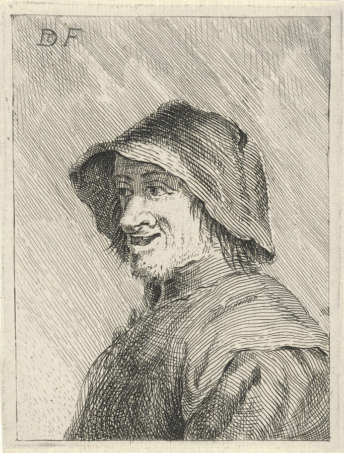 683x900 farmer with hat on the head to the left, anonymous drawing - Farmer Drawing