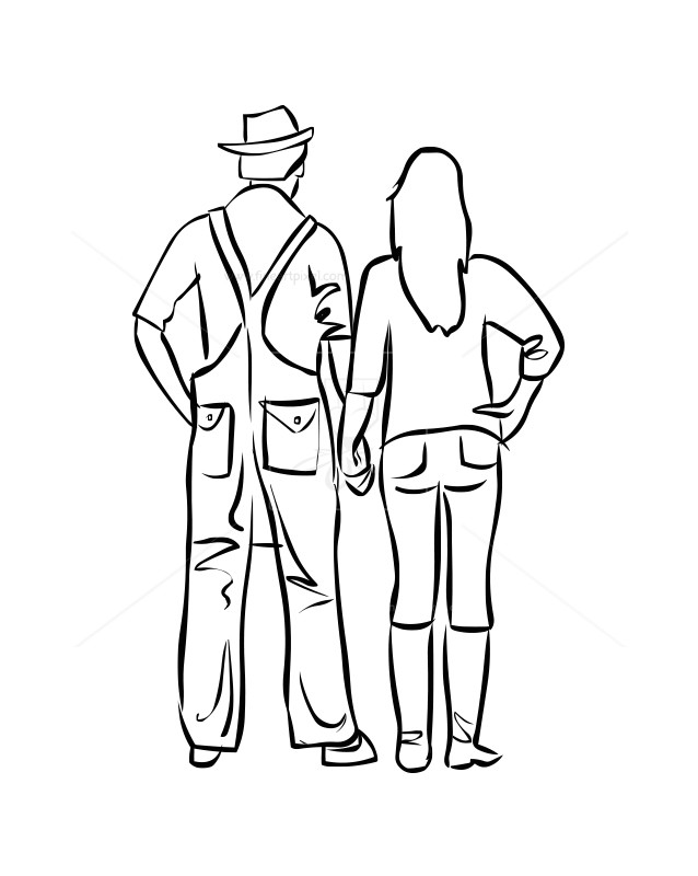 638x800 farmer couples drawing free vectors, illustrations, graphics, clipart - Farmer Drawing