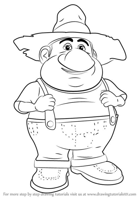 567x800 learn how to draw farmer from barnyard - Farmer Drawing