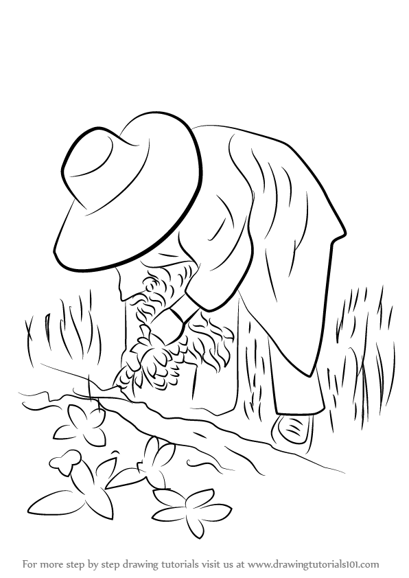 596x842 learn how to draw a farmer in action - Farmer Drawing