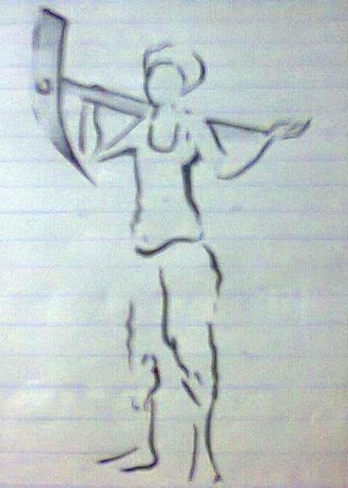 500x700 farmer sketch greeting card for sale - Farmer Drawing Images