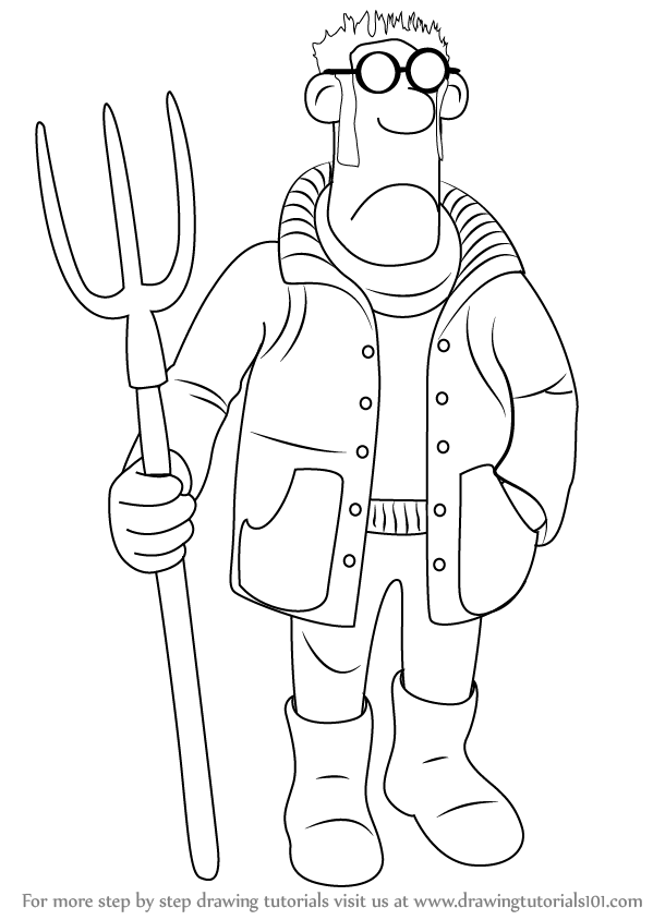 599x844 how to draw the farmer from shaun the sheep printable step - Farmer Drawing Images