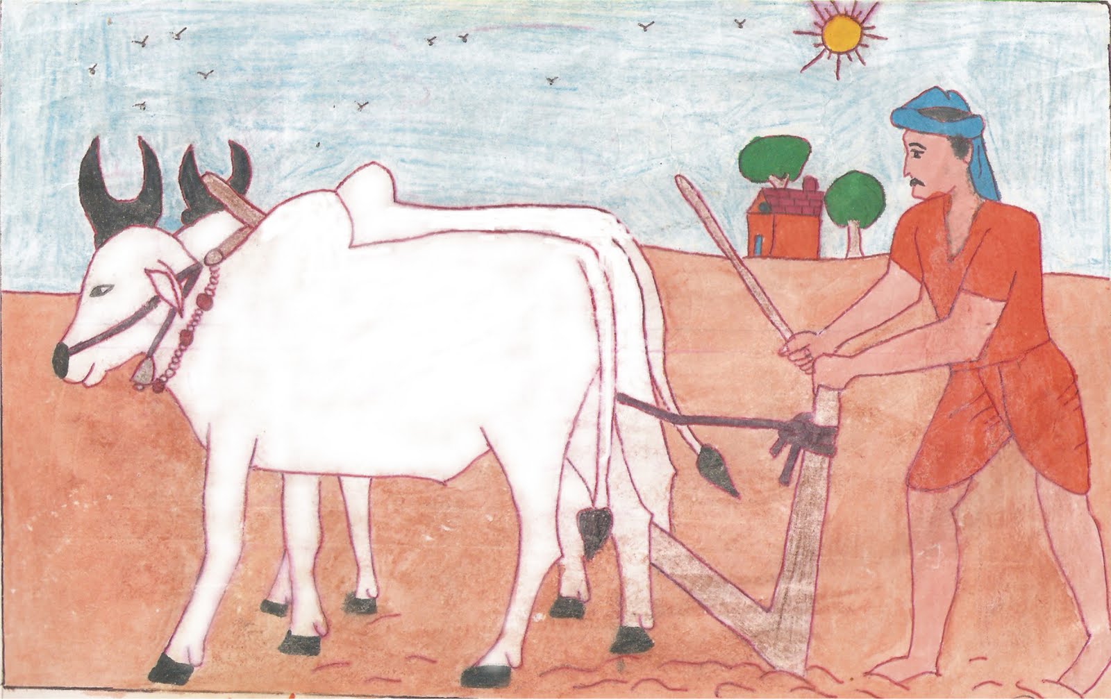 1600x1007 pencil sketch of a hard working farmer on field my pencil - Farmer Drawing Images