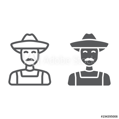 500x500 farmer line and glyph icon, farming and agriculture, farm man sign - Farmer Man Drawing