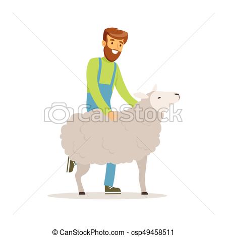 450x470 farmer man caring for his sheep, farming and agriculture vector - Farmer Man Drawing