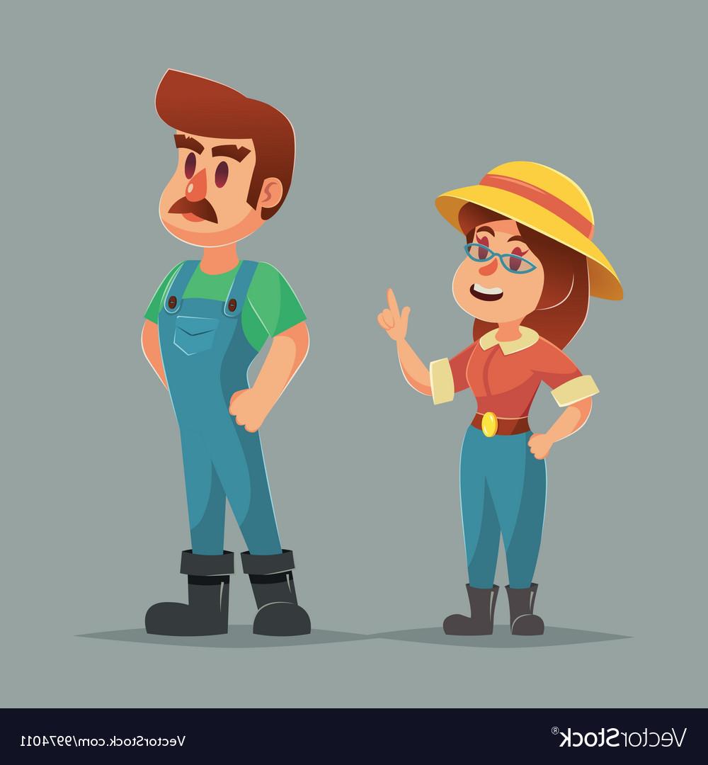 1000x1080 hd funny cartoon farmer gardener man and woman vector drawing - Farmer Man Drawing