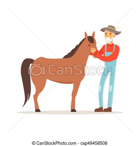 450x470 old farmer man caring for his horse, farming and agriculture - Farmer Man Drawing