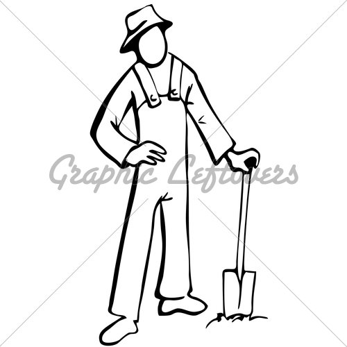 500x500 Simplified Farmer Illustration In Black And White Gl Stock Images - Farmer Man Drawing