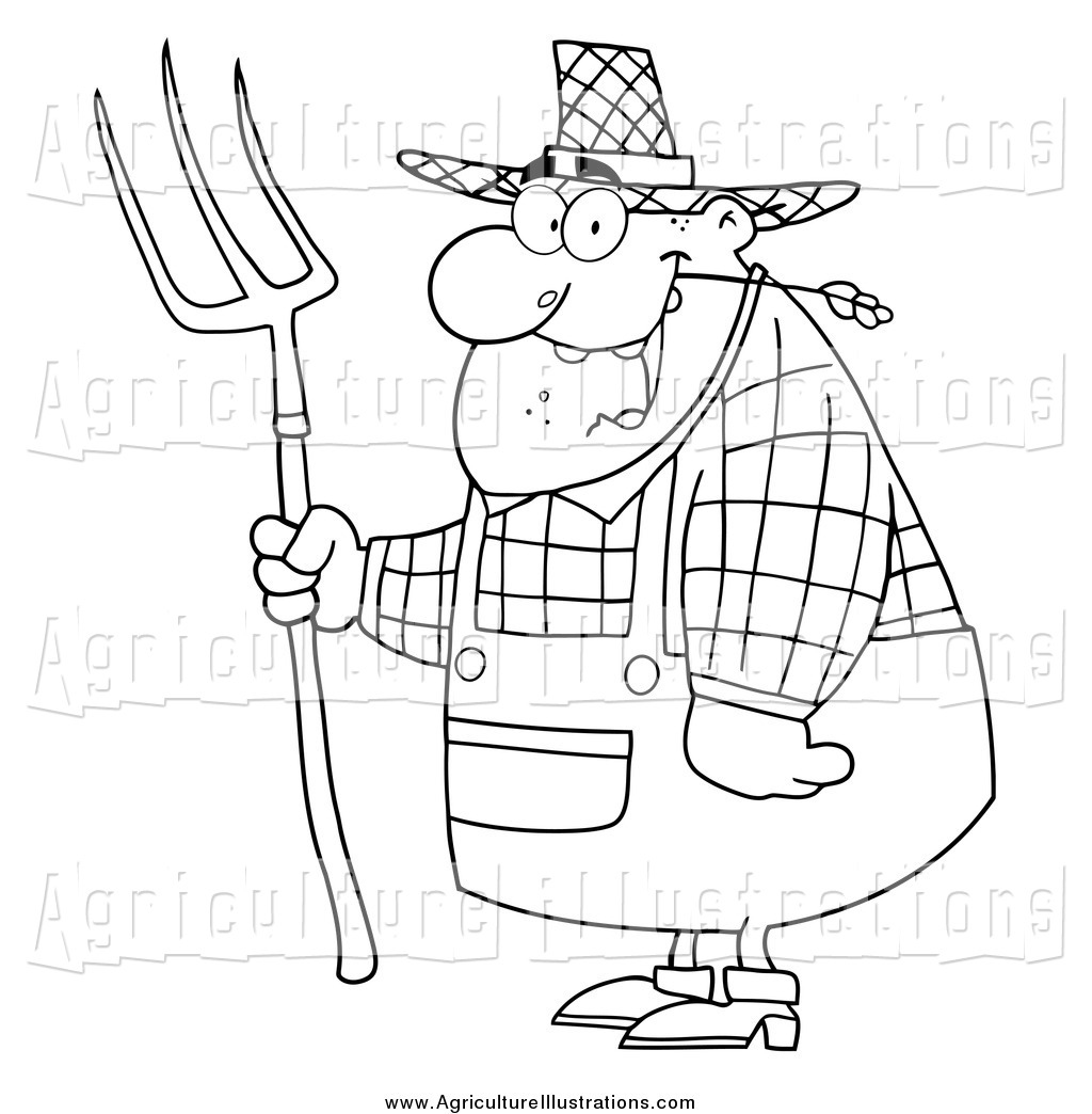 1024x1044 agriculture clipart of a black and white farmer man chewing - Farmer Man Drawing