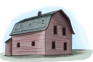 300x200 how to draw an old farm house - Farmhouse Drawing