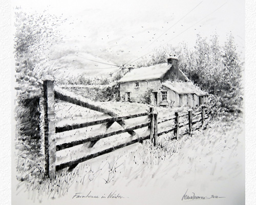 500x400 original drawings in pencil - Farmhouse Drawing